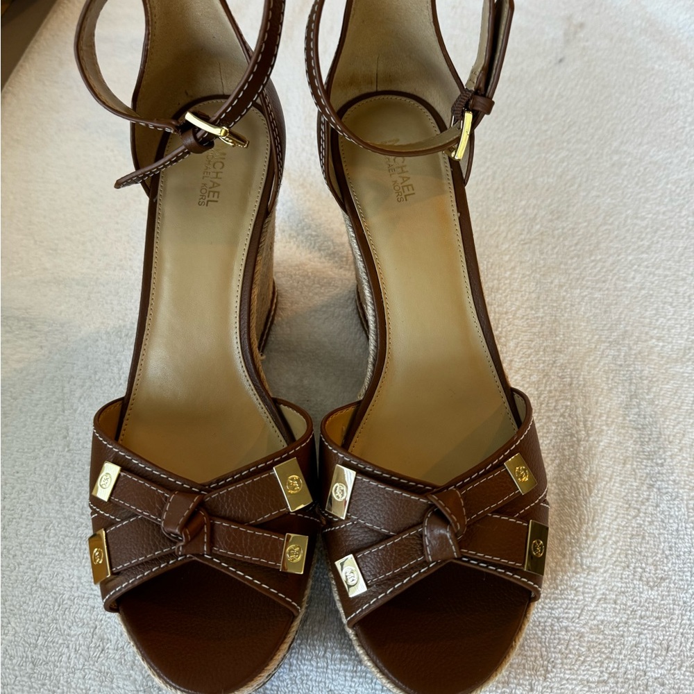 Micael Kors brown Wedge Sandals worn once. Size 11 - Picture 6 of 10